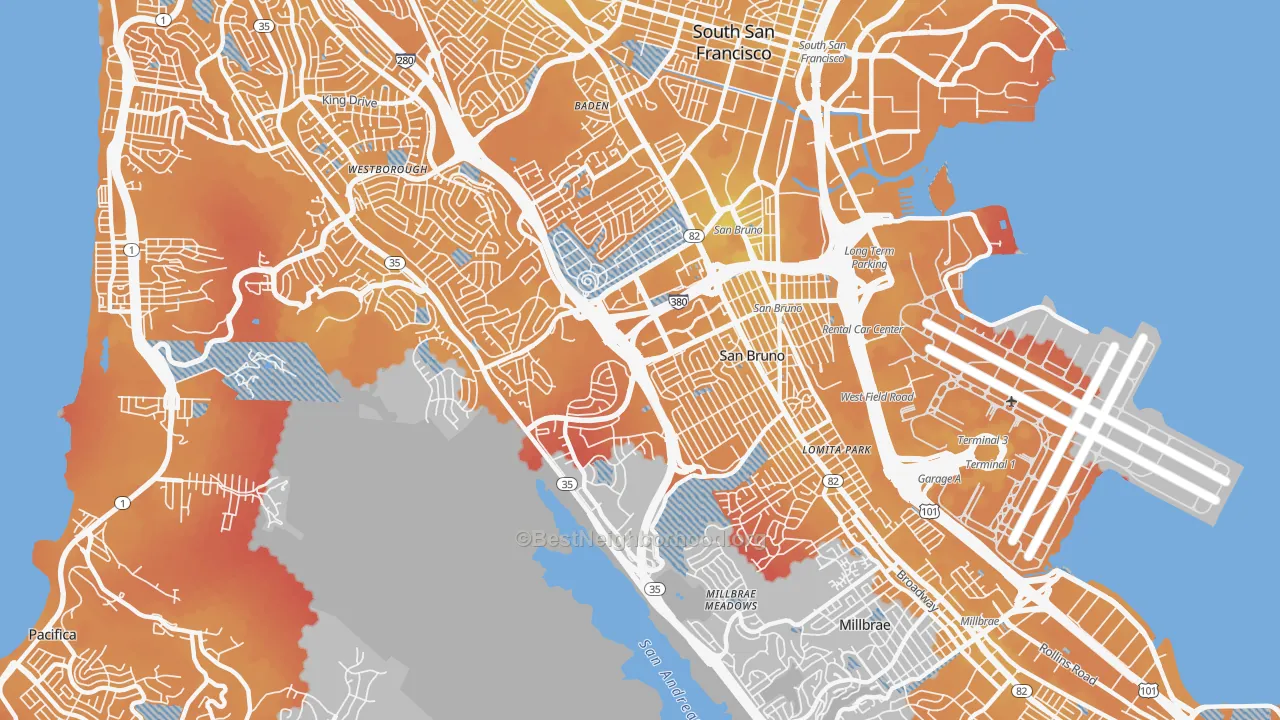 Transit Grade map of 94066, CA