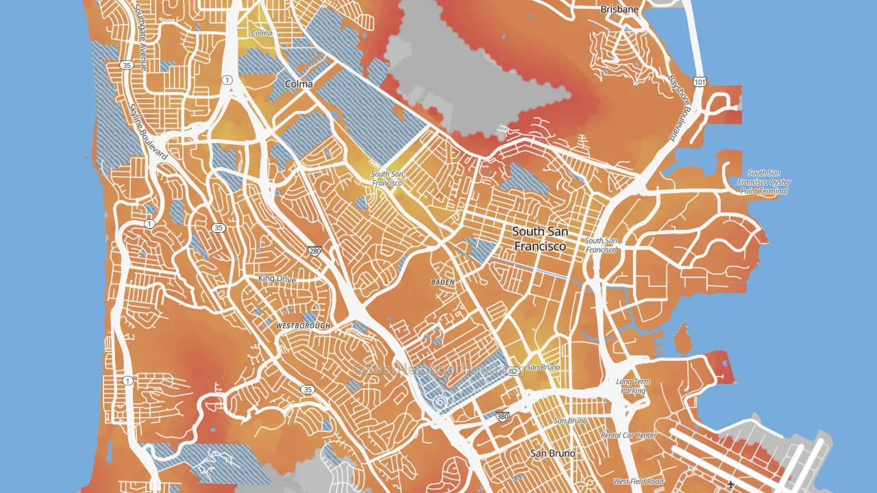 Transit Grade map of 94080, CA