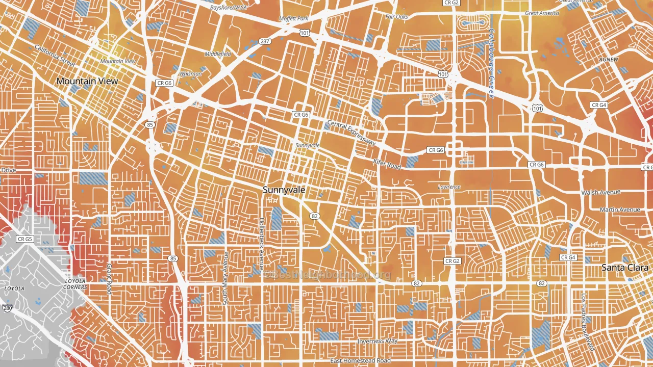 Transit Grade map of 94086, CA