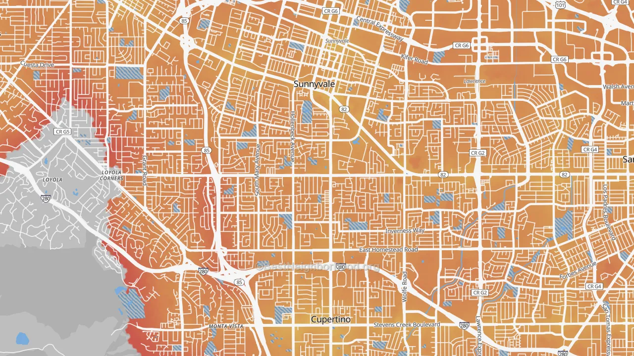 Transit Grade map of 94087, CA