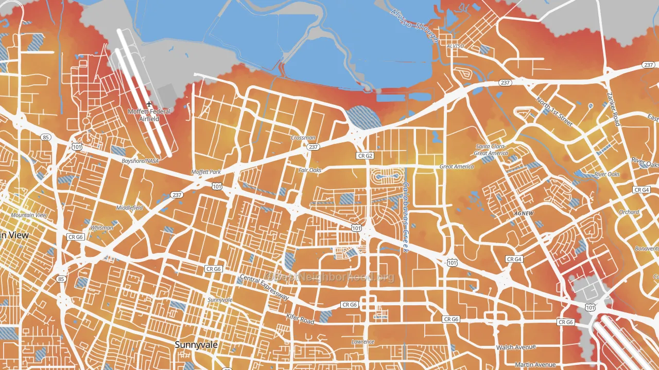 Transit Grade map of 94089, CA