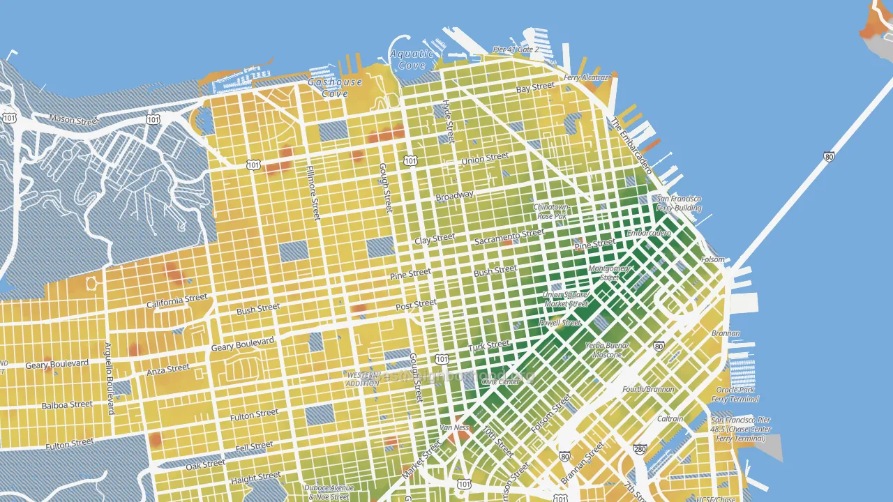 Transit Grade map of 94109, CA