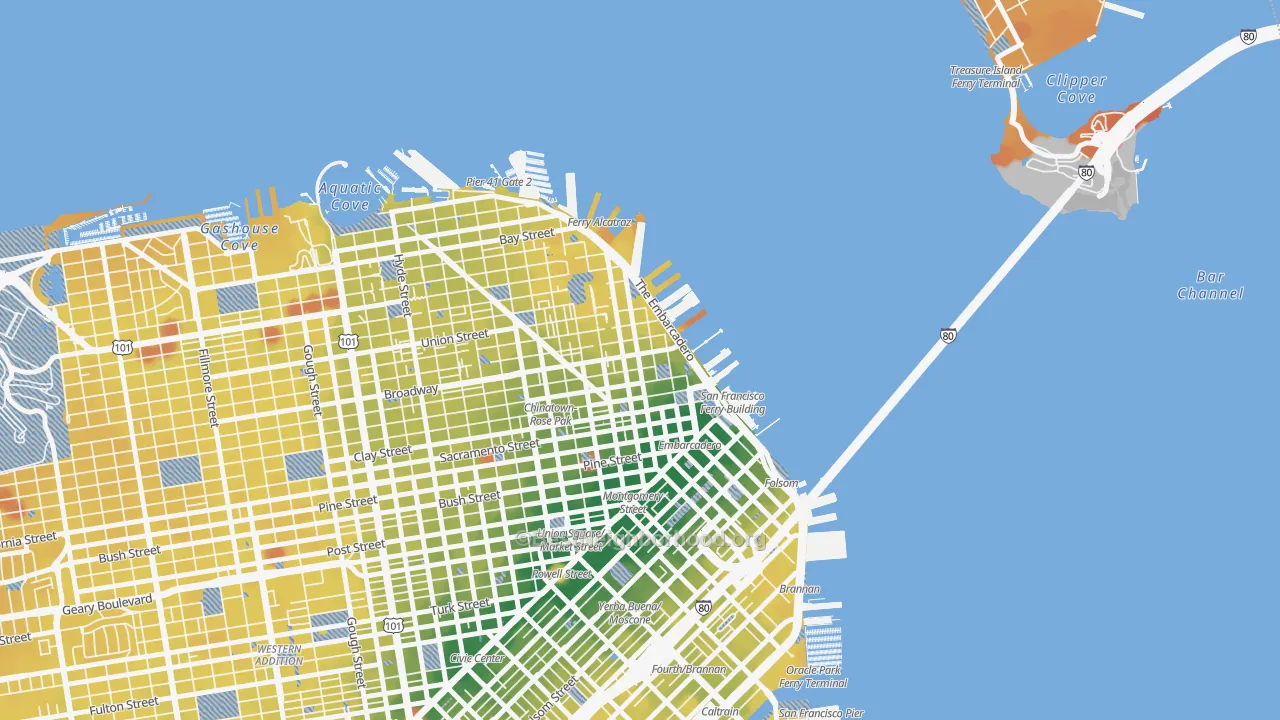 Transit Grade map of 94111, CA