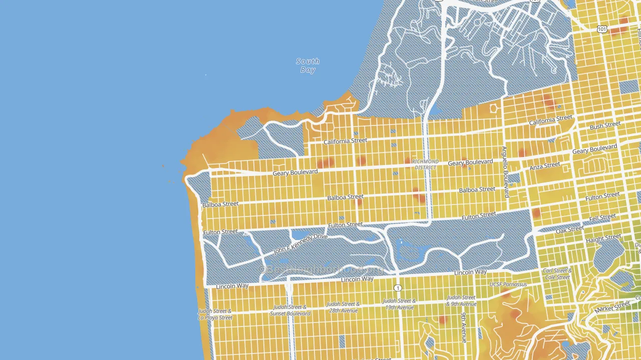 Transit Grade map of 94121, CA