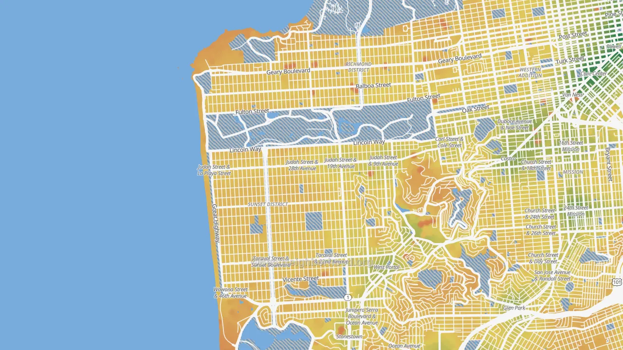 Transit Grade map of 94122, CA