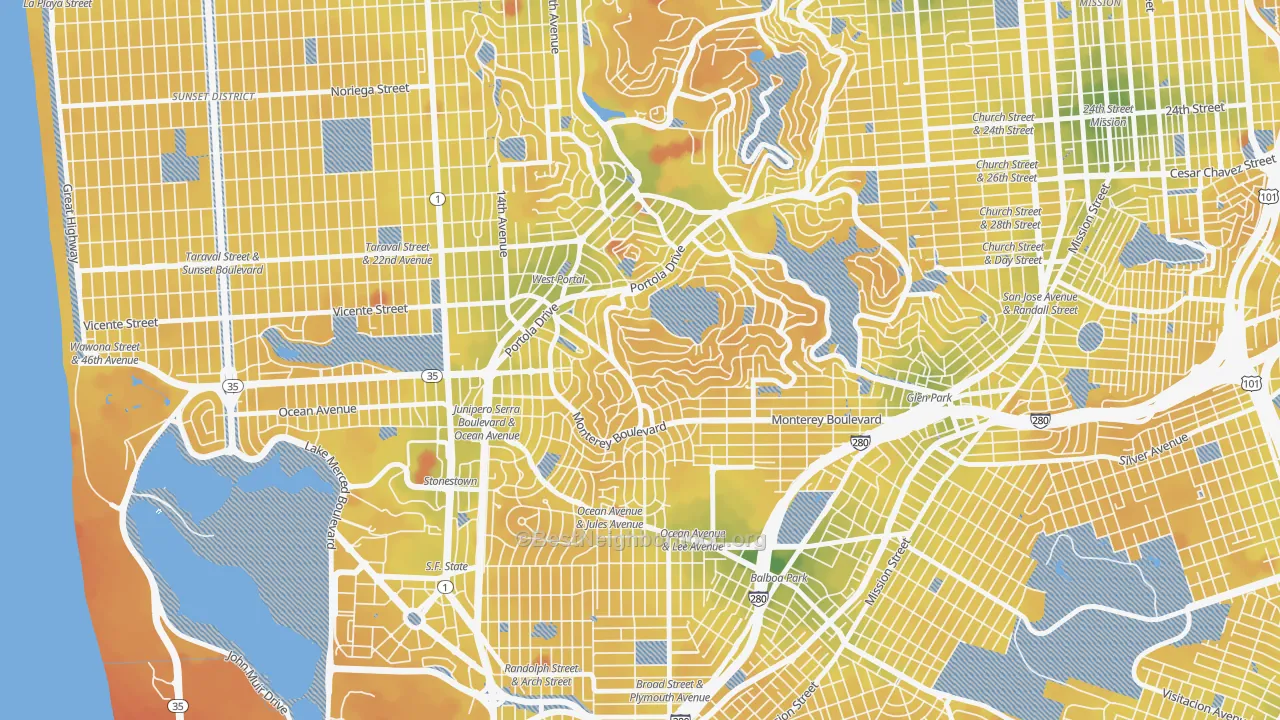 Transit Grade map of 94127, CA