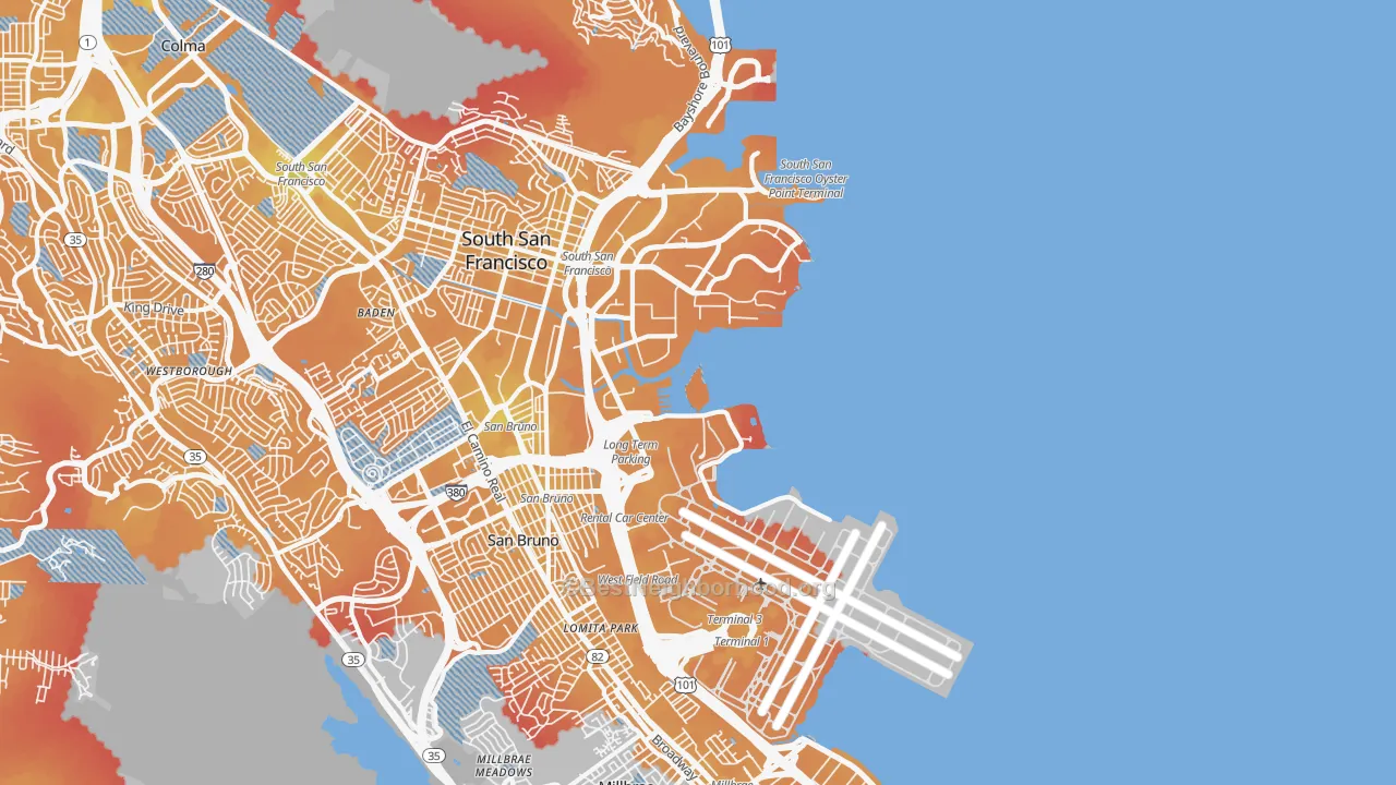 Transit Grade map of 94128, CA