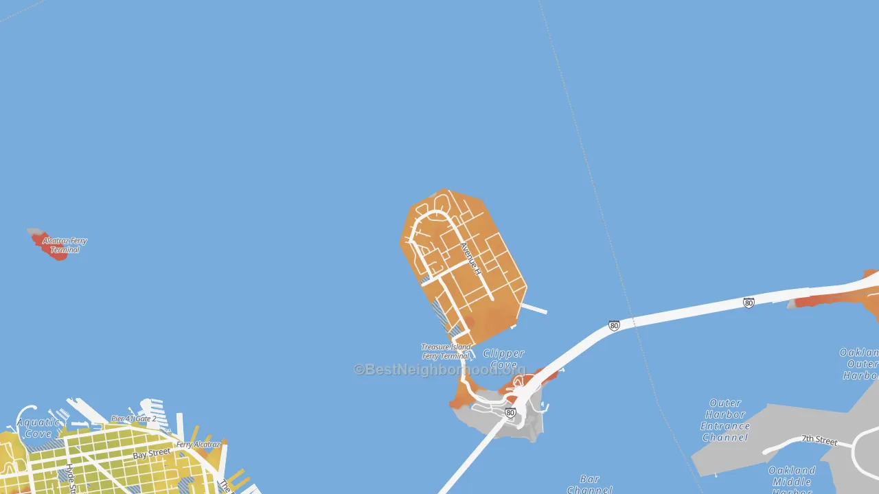 Transit Grade map of 94130, CA