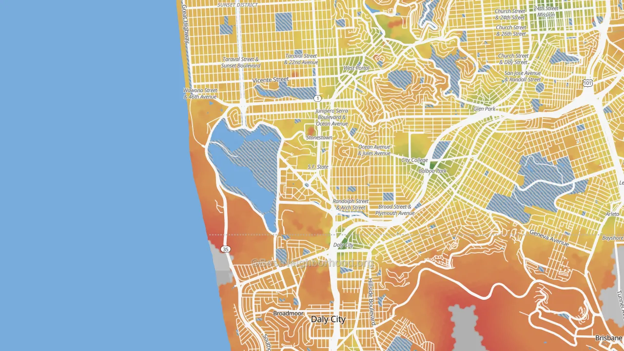 Transit Grade map of 94132, CA
