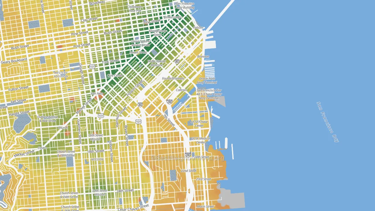 Transit Grade map of 94158, CA