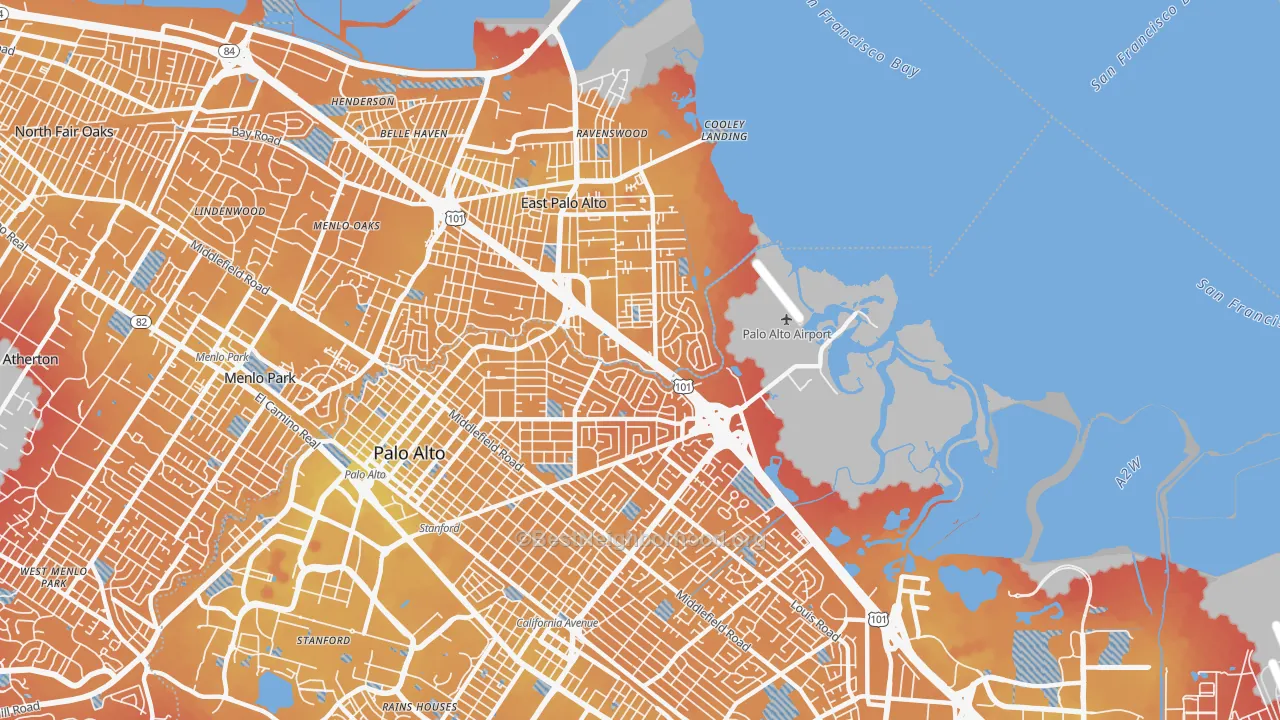 Transit Grade map of 94303, CA