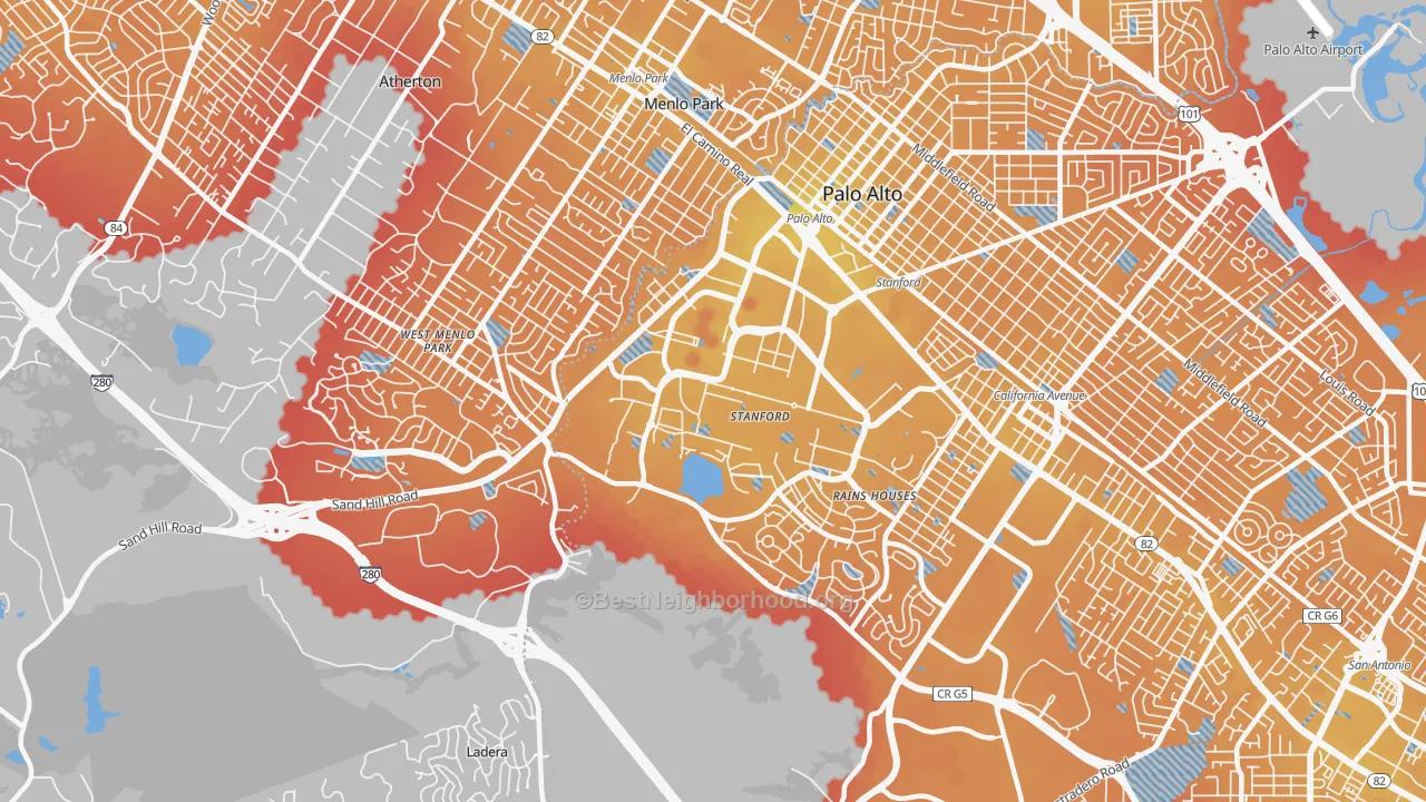 Transit Grade map of 94304, CA