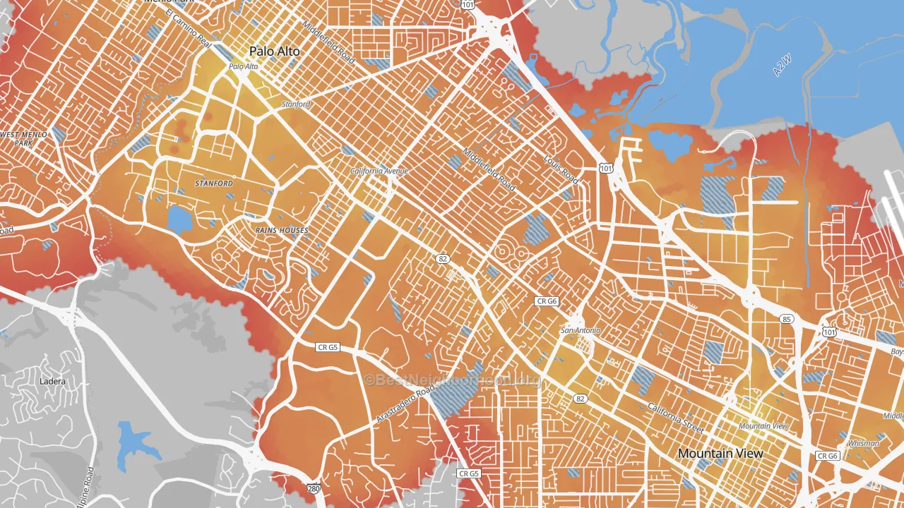 Transit Grade map of 94306, CA