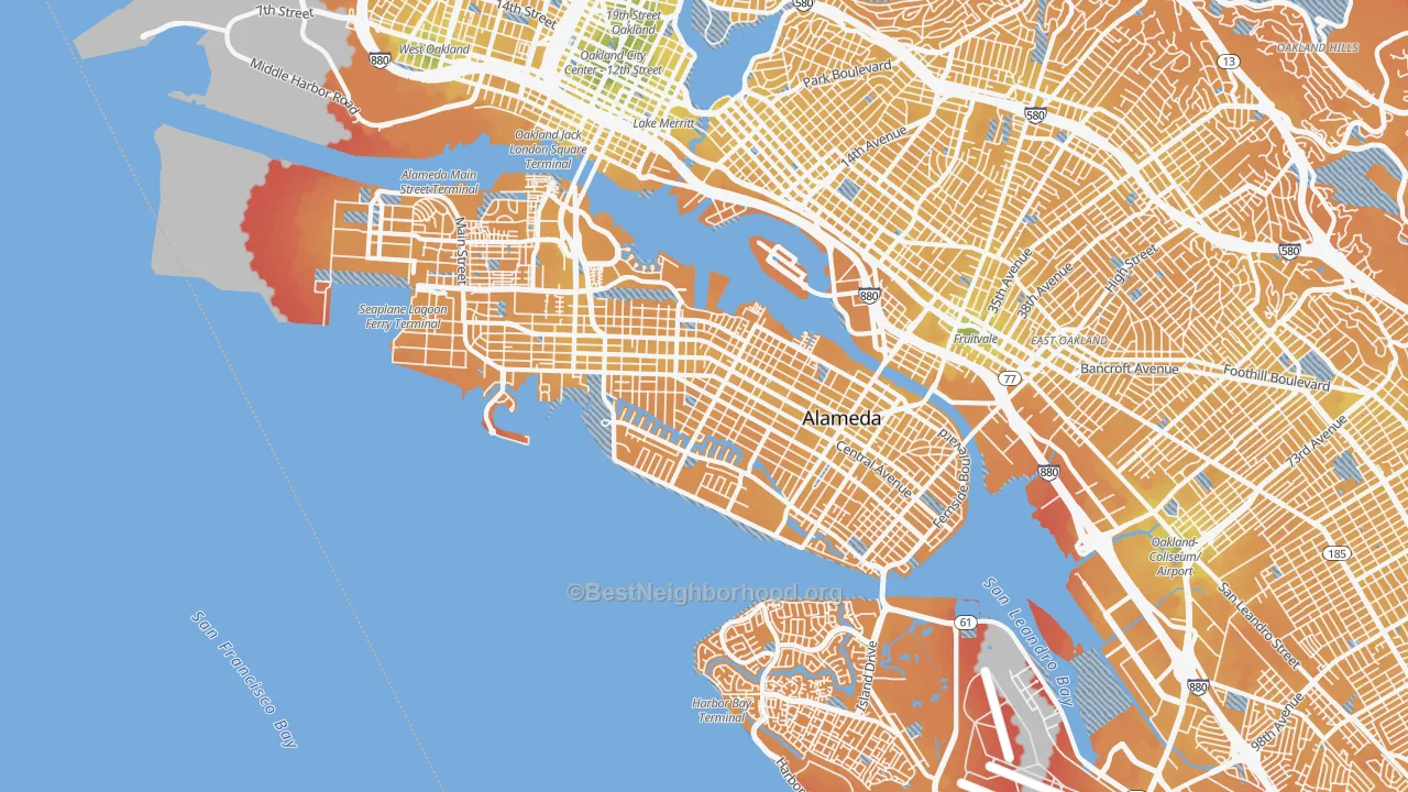 Transit Grade map of 94501, CA