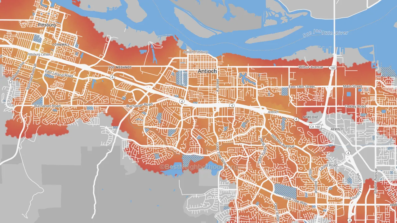 Transit Grade map of 94509, CA