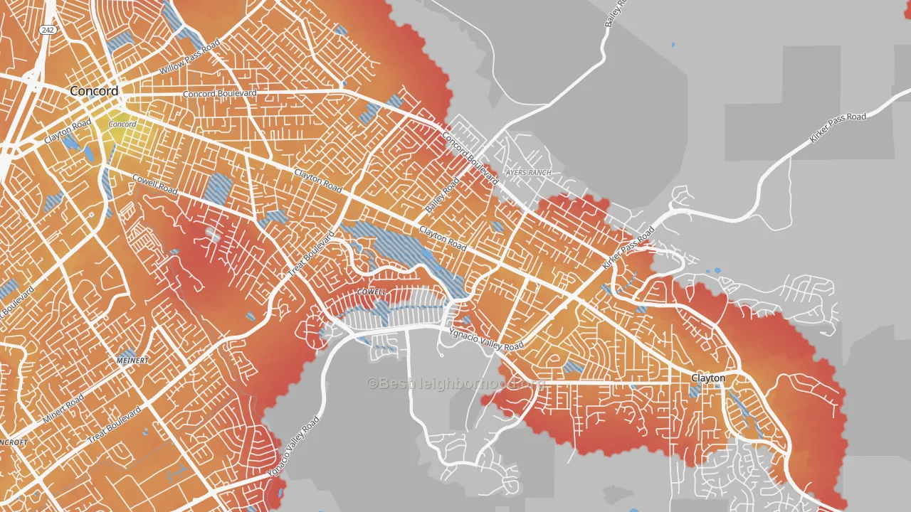 Transit Grade map of 94521, CA