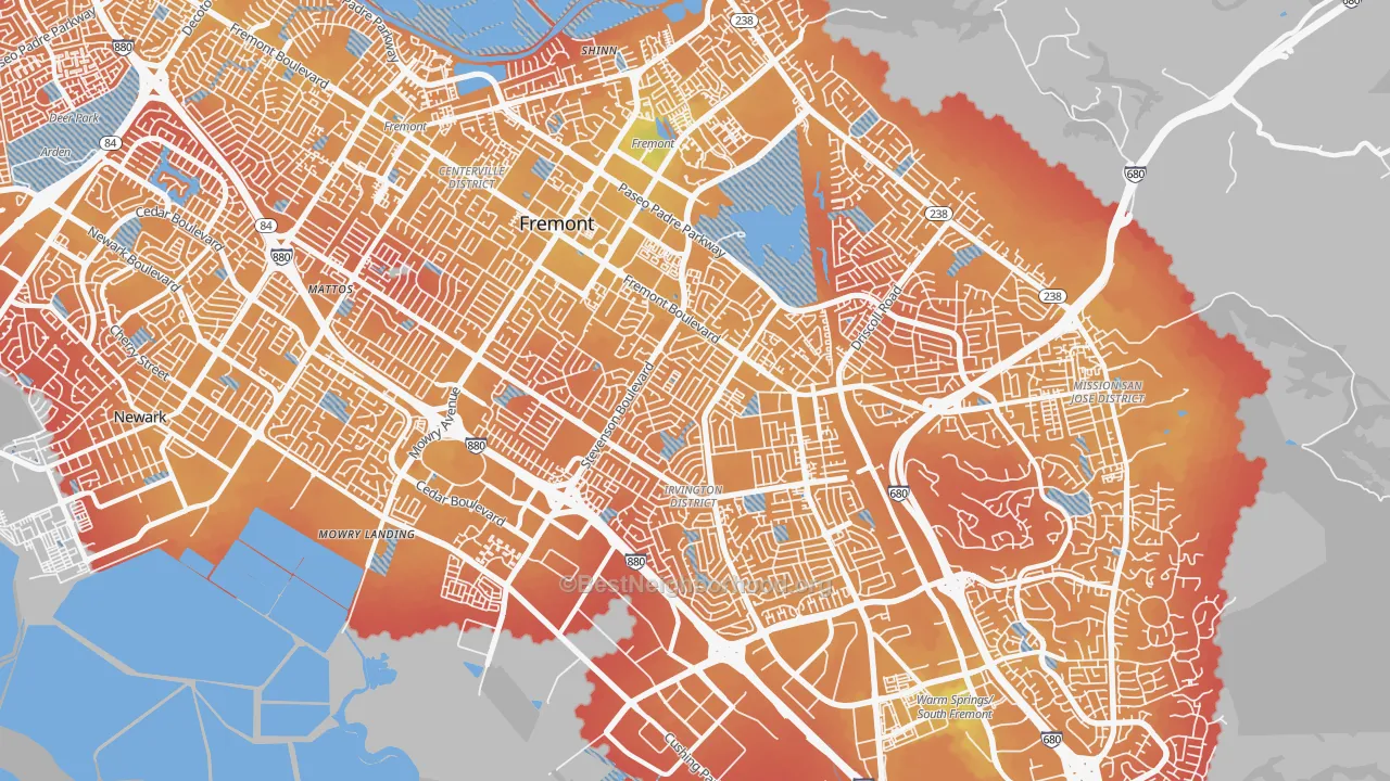 Transit Grade map of 94538, CA