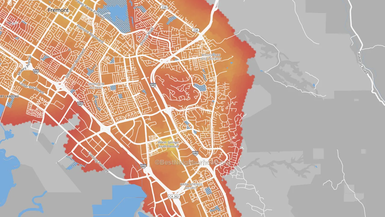 Transit Grade map of 94539, CA