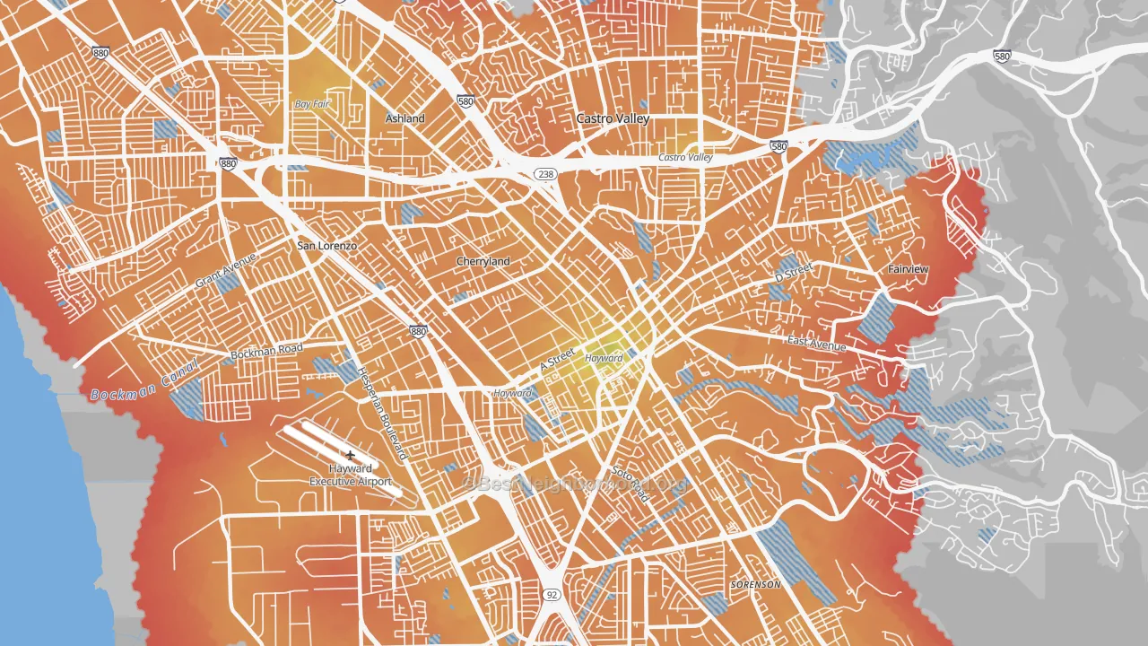 Transit Grade map of 94541, CA