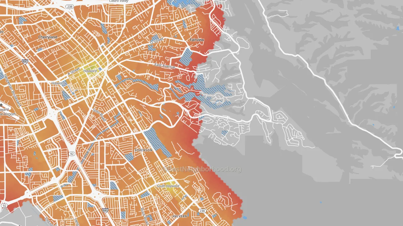 Transit Grade map of 94542, CA