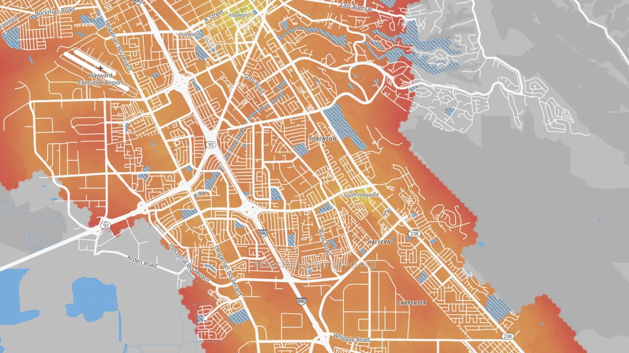 Transit Grade map of 94544, CA