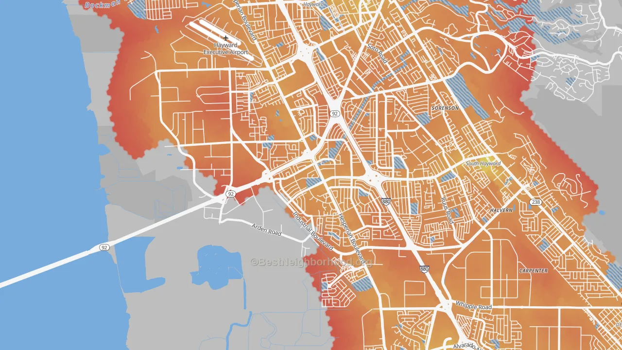 Transit Grade map of 94545, CA