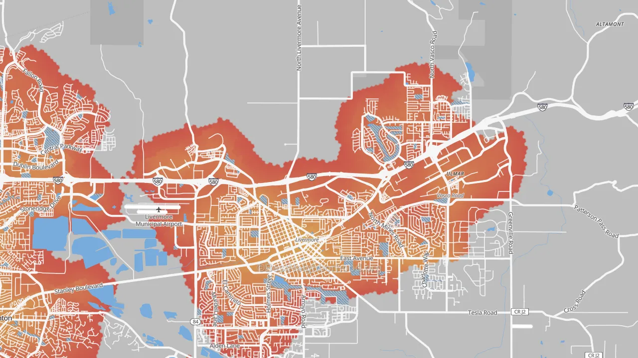 Transit Grade map of 94551, CA