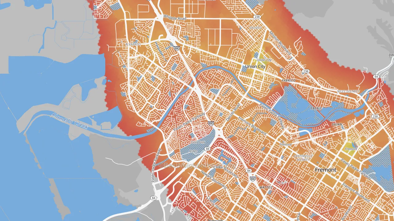 Transit Grade map of 94555, CA