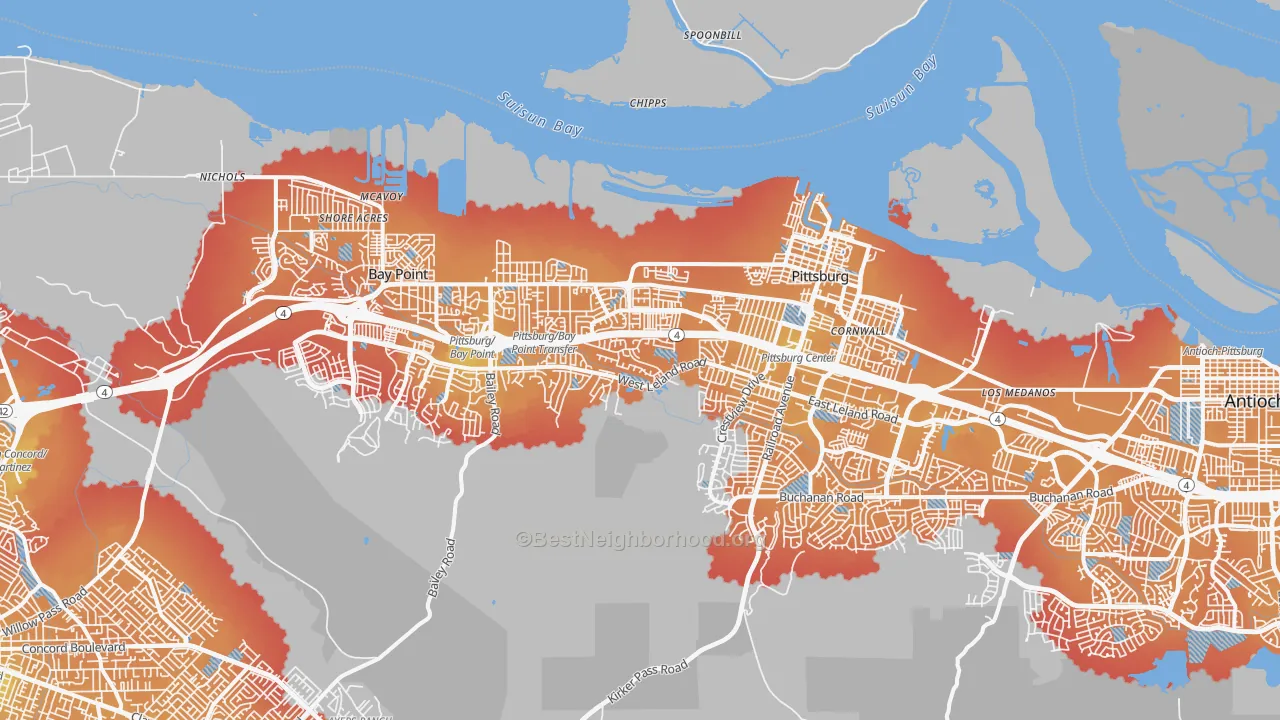 Transit Grade map of 94565, CA