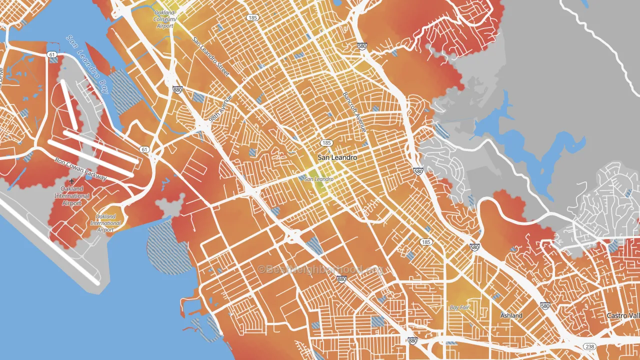 Transit Grade map of 94577, CA