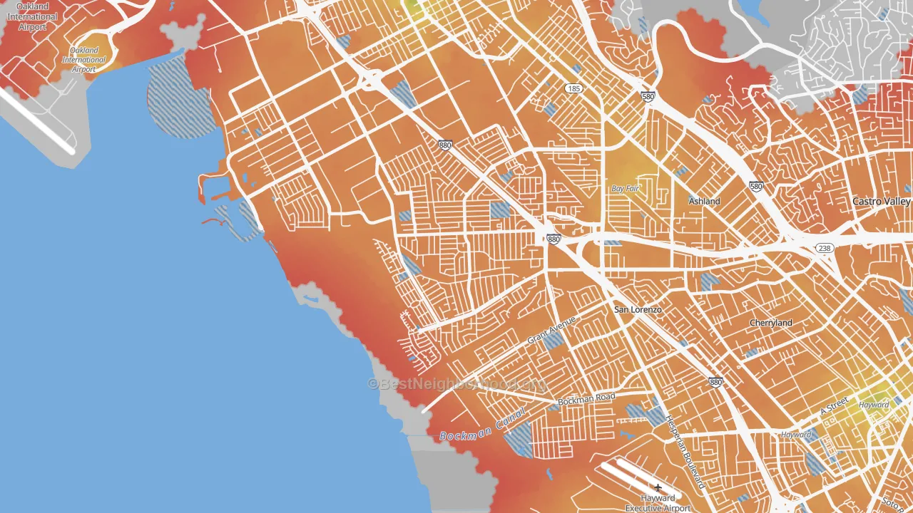 Transit Grade map of 94579, CA