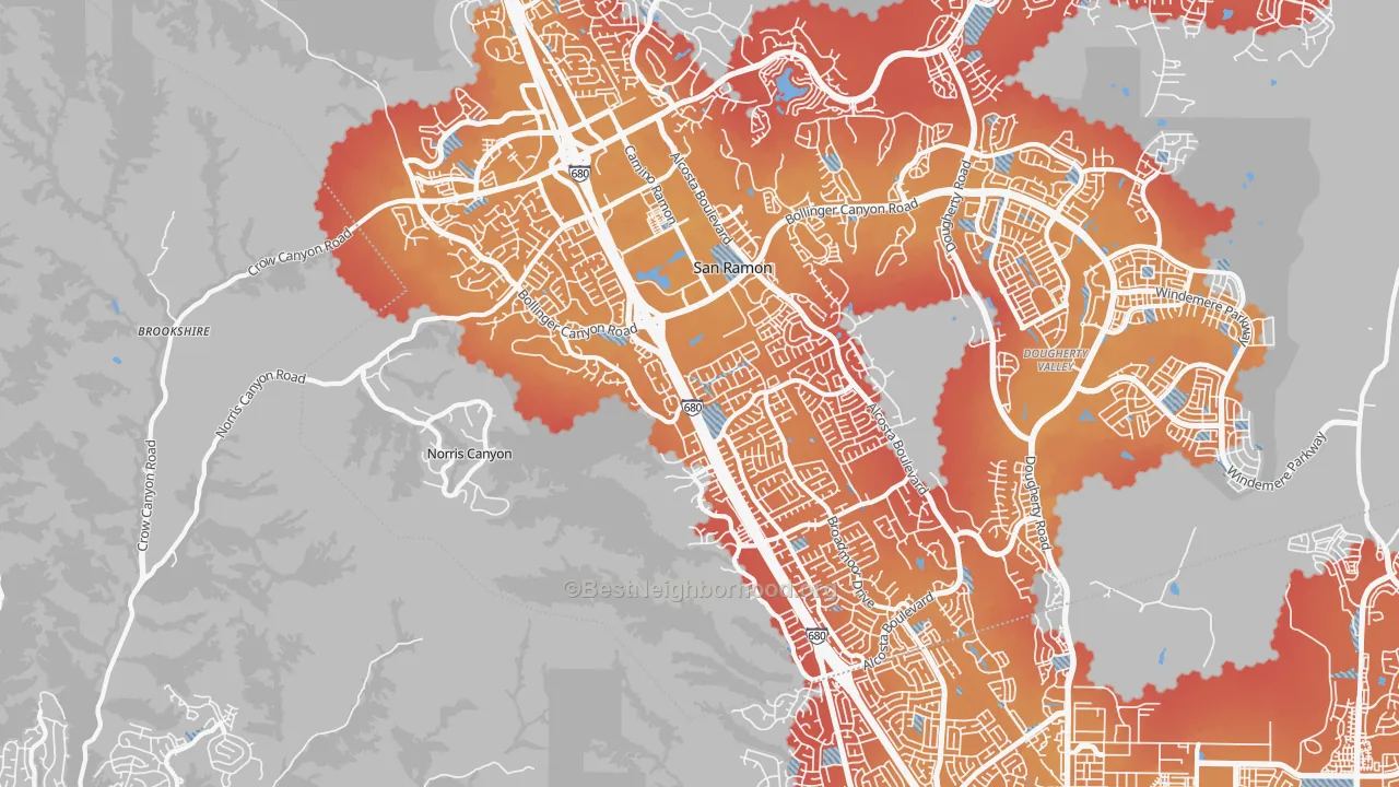 Transit Grade map of 94583, CA