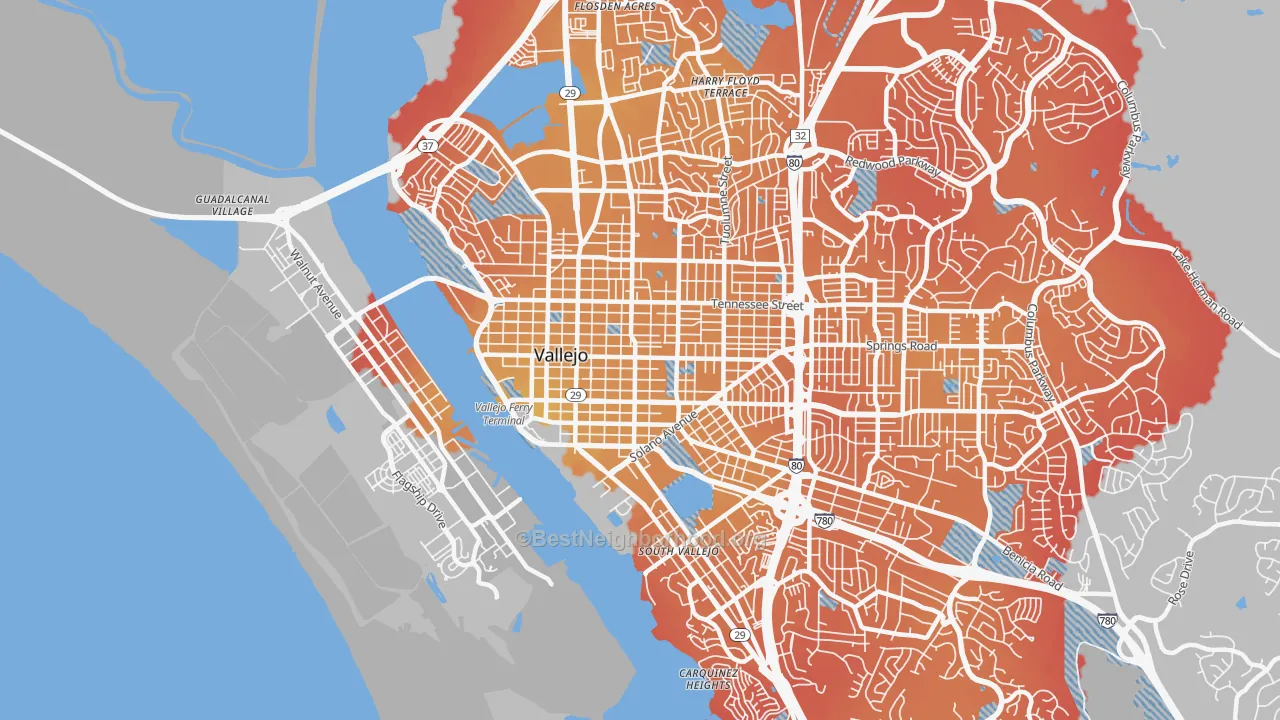 Transit Grade map of 94590, CA