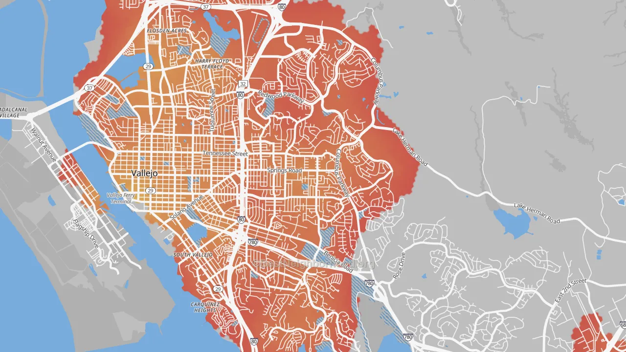 Transit Grade map of 94591, CA