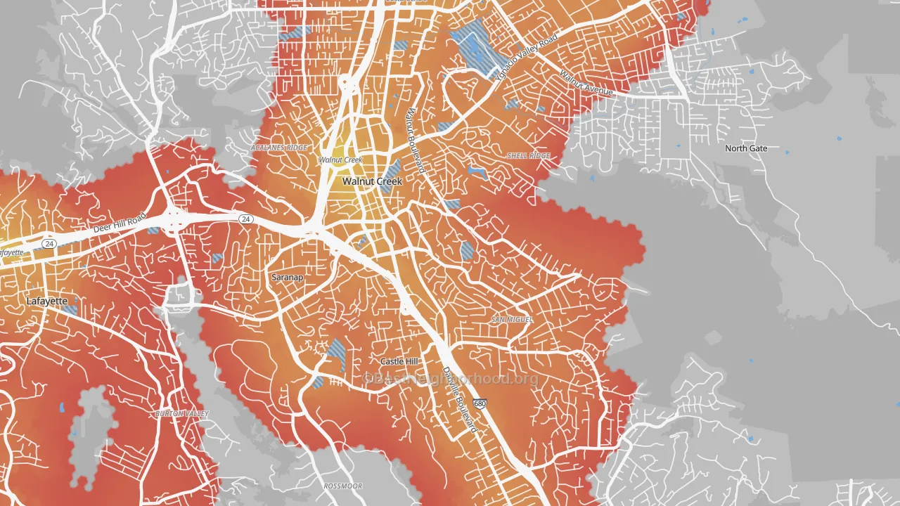 Transit Grade map of 94596, CA