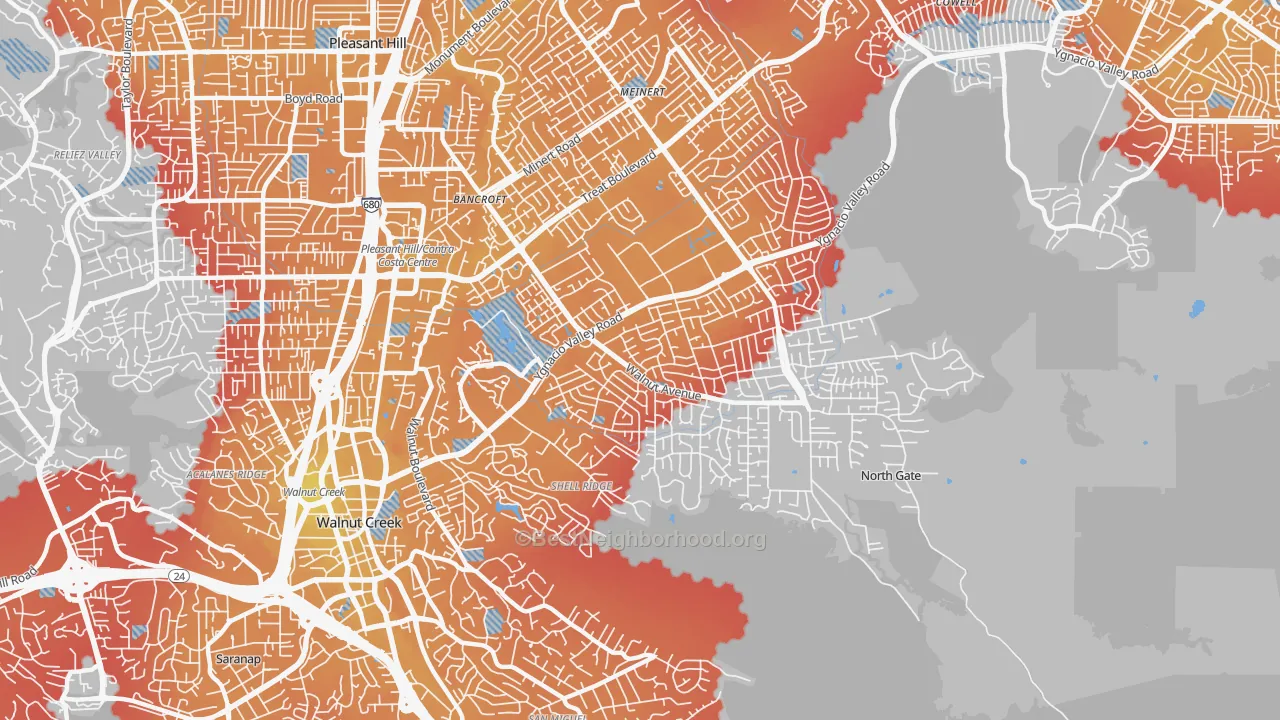 Transit Grade map of 94598, CA