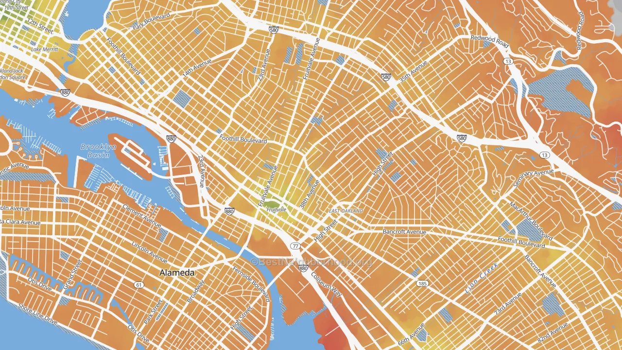 Transit Grade map of 94601, CA