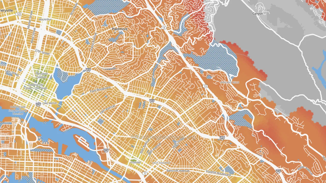 Transit Grade map of 94602, CA