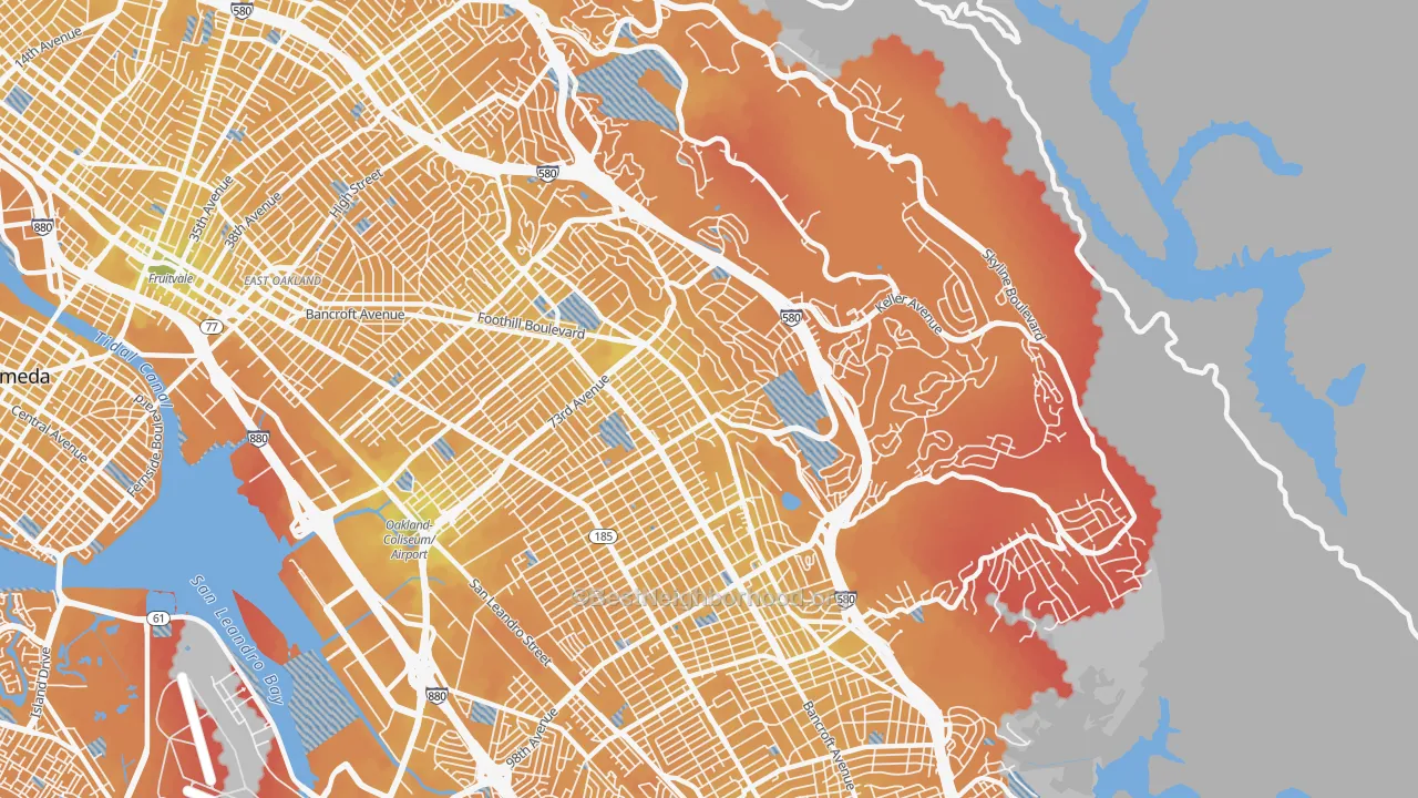 Transit Grade map of 94605, CA