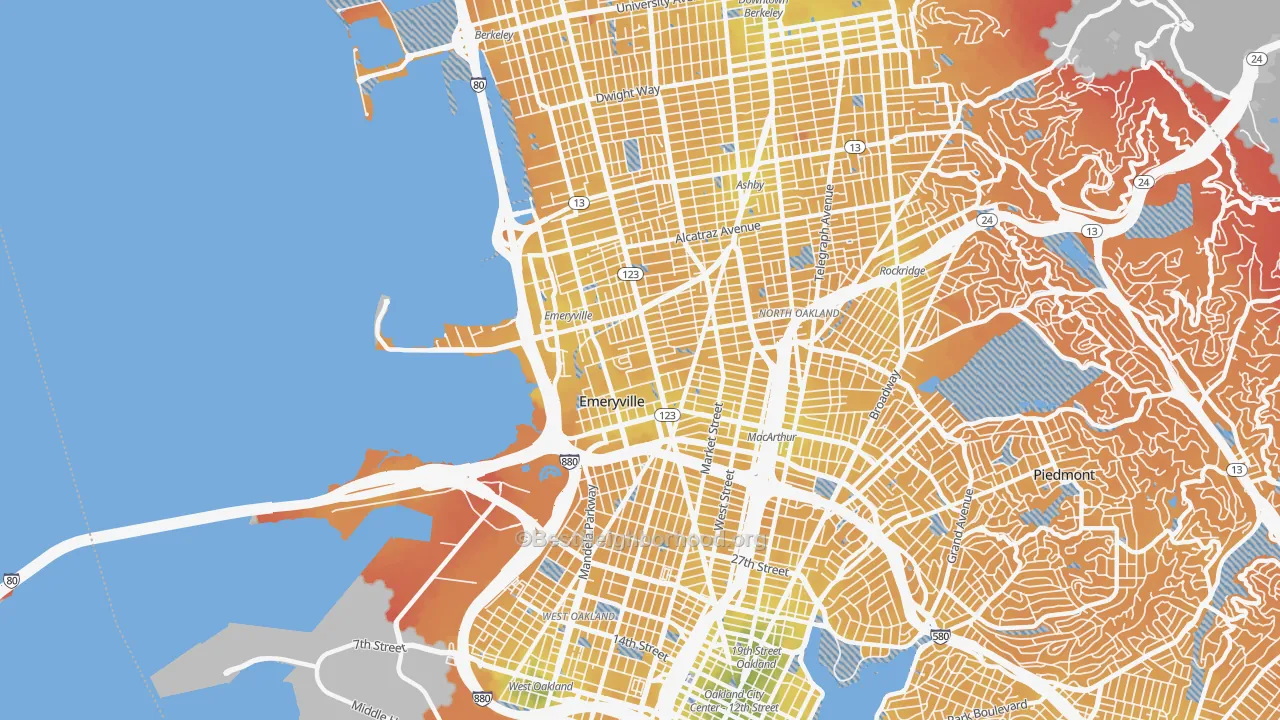 Transit Grade map of 94608, CA