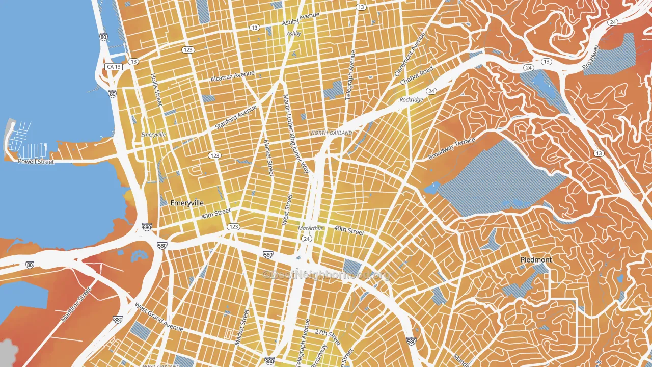 Transit Grade map of 94609, CA