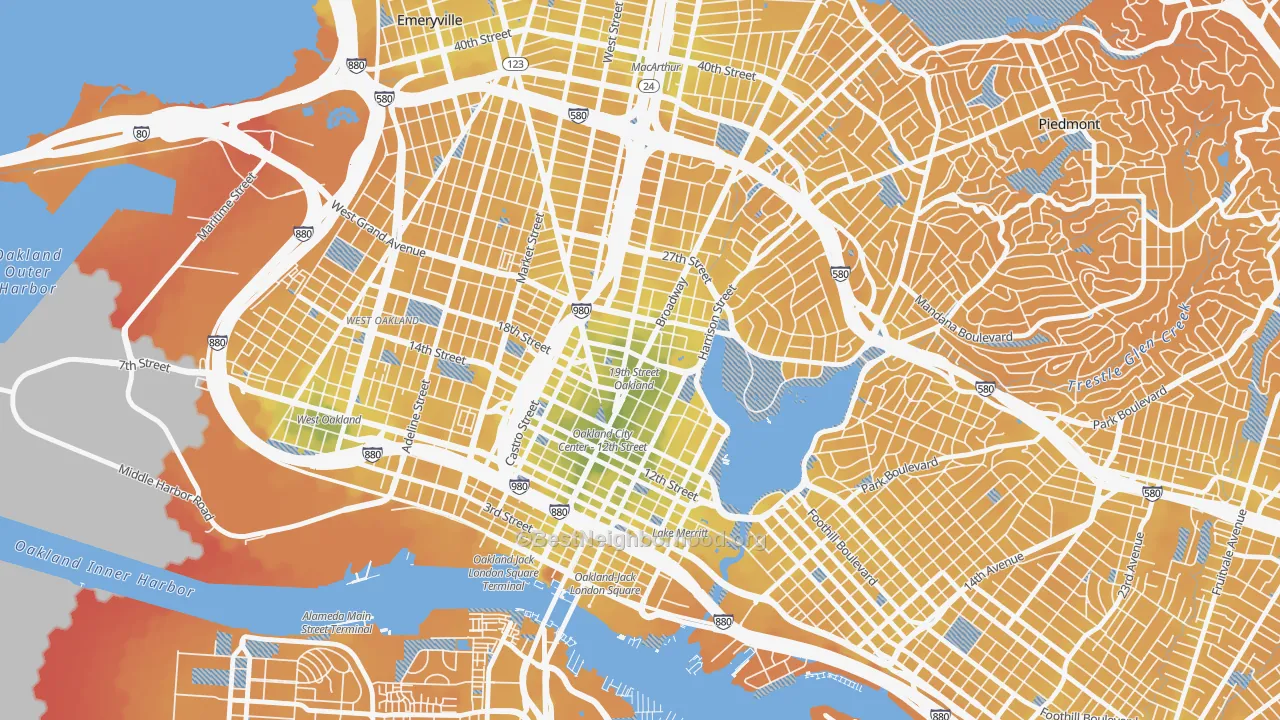Transit Grade map of 94612, CA