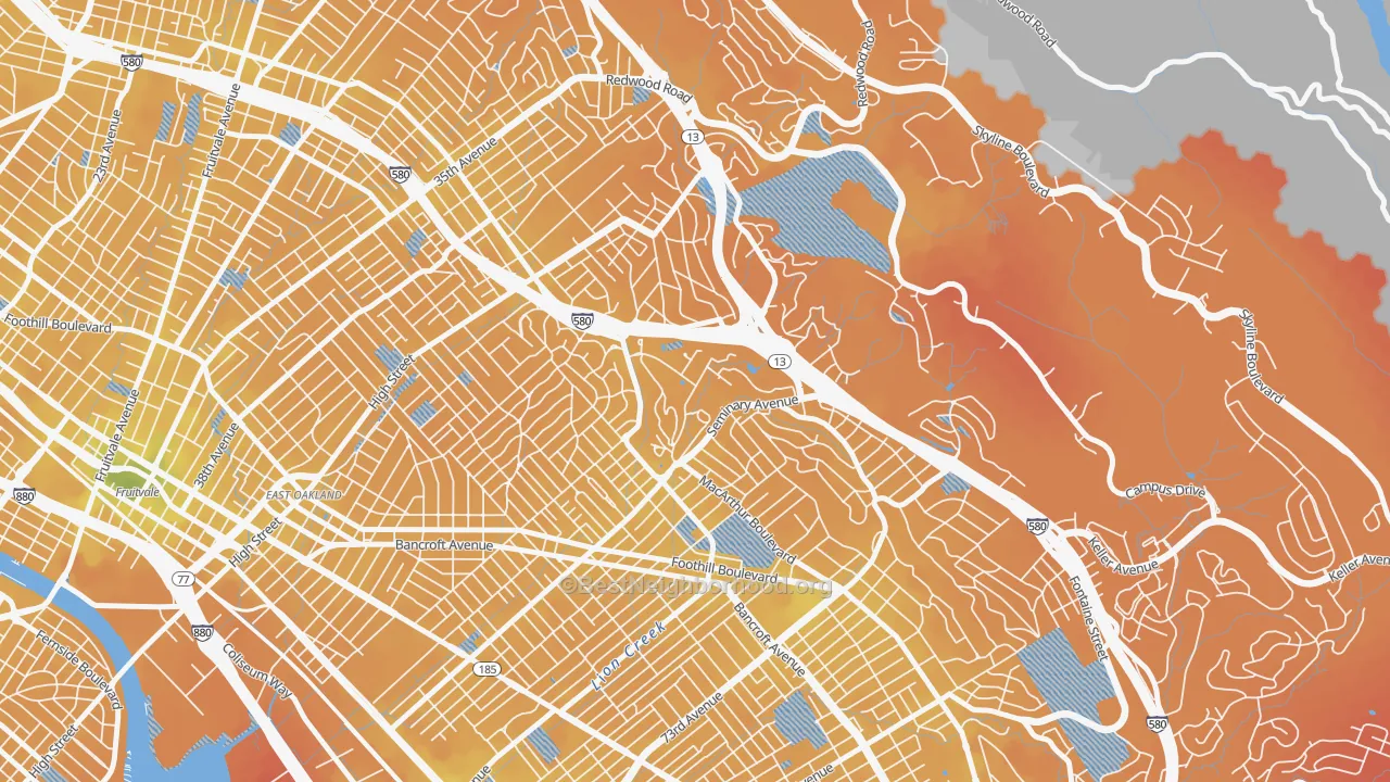 Transit Grade map of 94613, CA