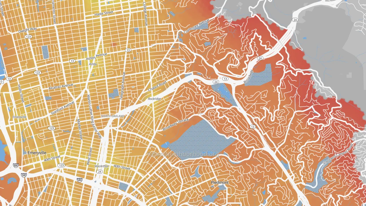 Transit Grade map of 94618, CA