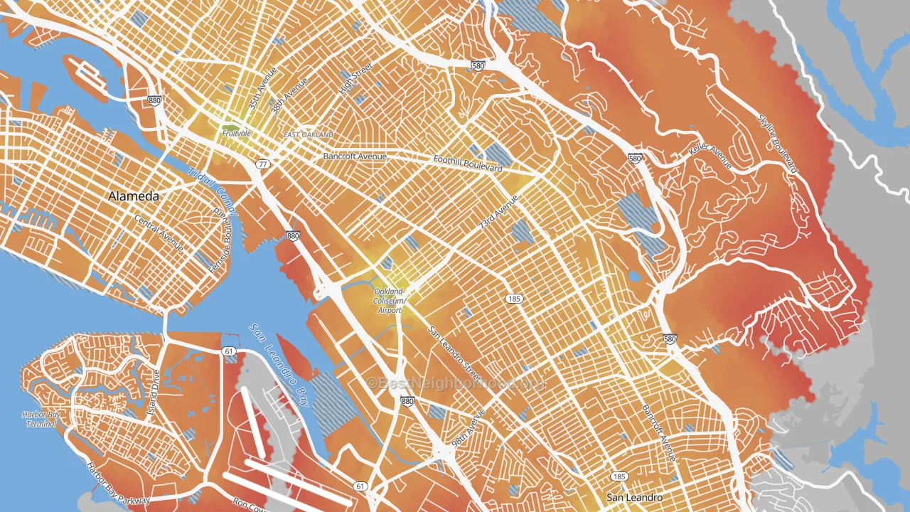 Transit Grade map of 94621, CA