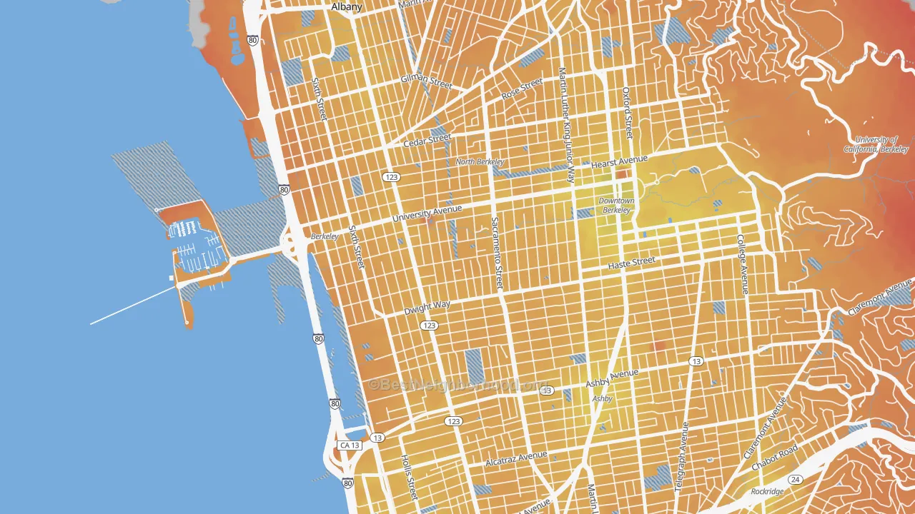 Transit Grade map of 94702, CA