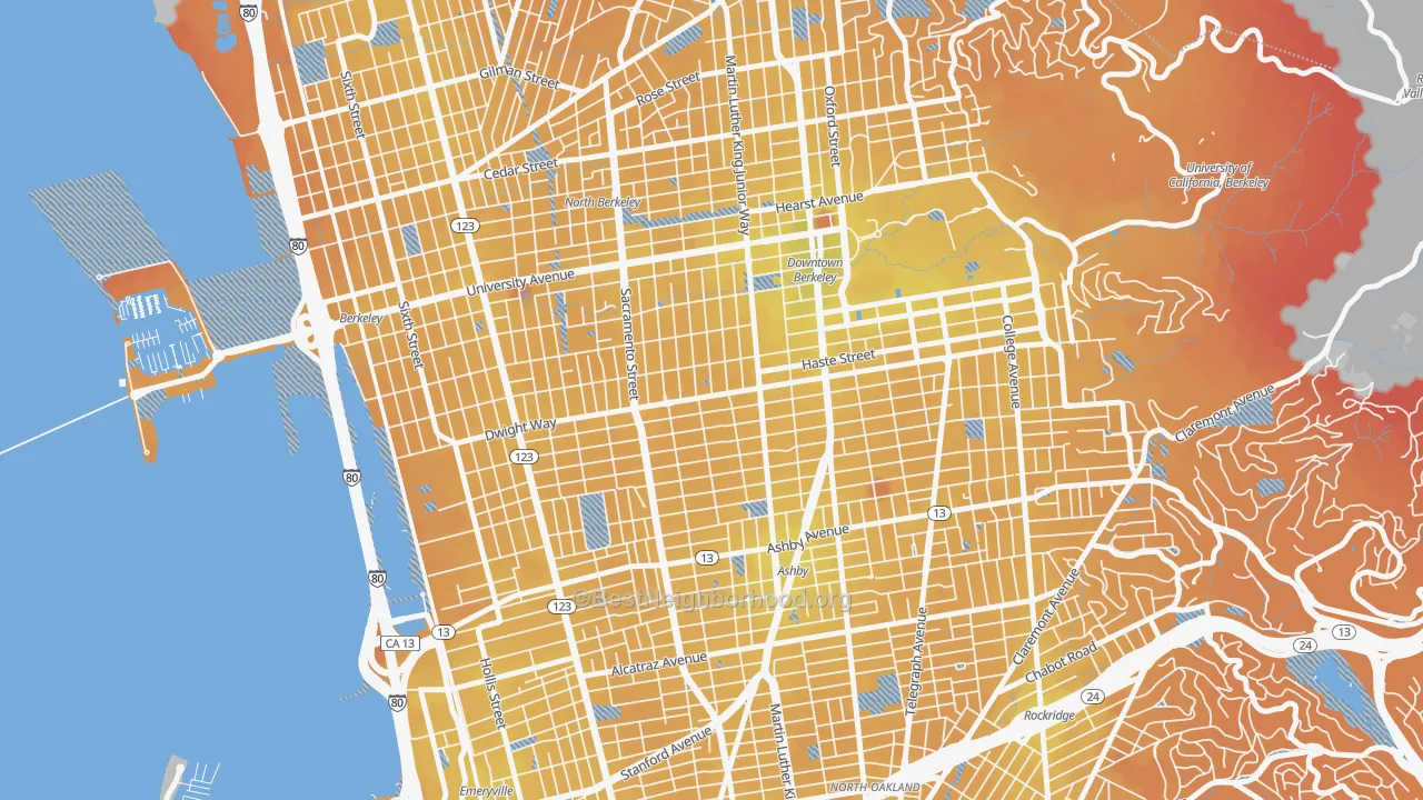 Transit Grade map of 94703, CA