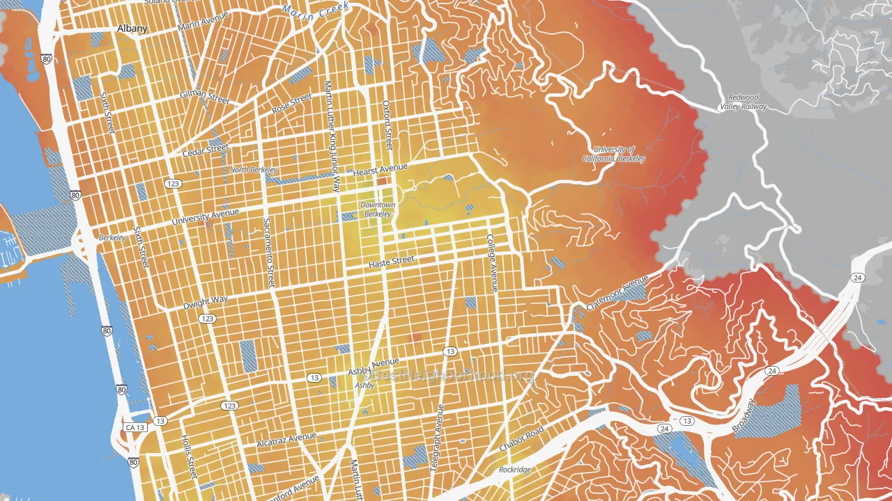 Transit Grade map of 94704, CA