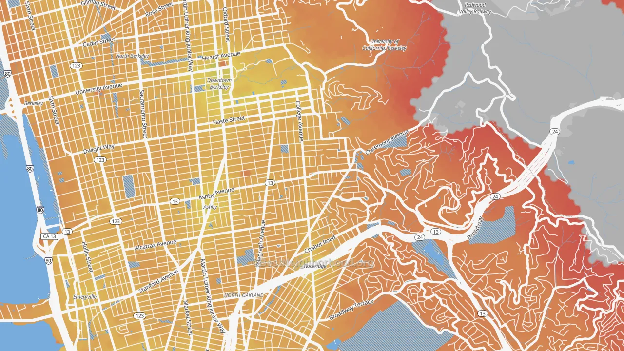 Transit Grade map of 94705, CA