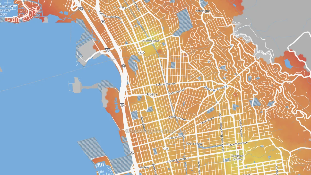 Transit Grade map of 94706, CA